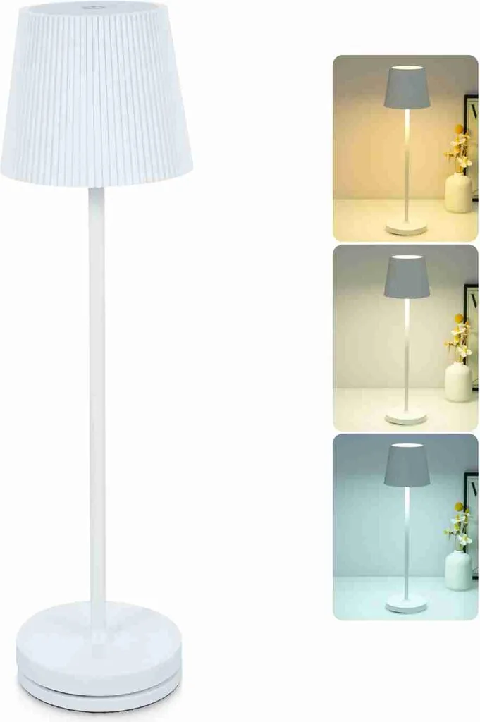 Lampe de chevet tactile rechargeable LED 3 couleurs en métal moderne