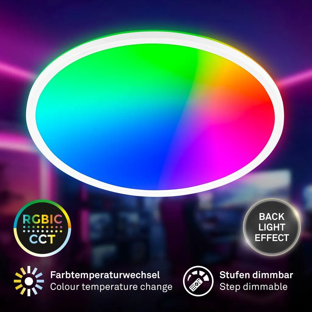 Panneau LED RGBIC Dimmable CCT Briloner SLIM Blanc avec Télécommande