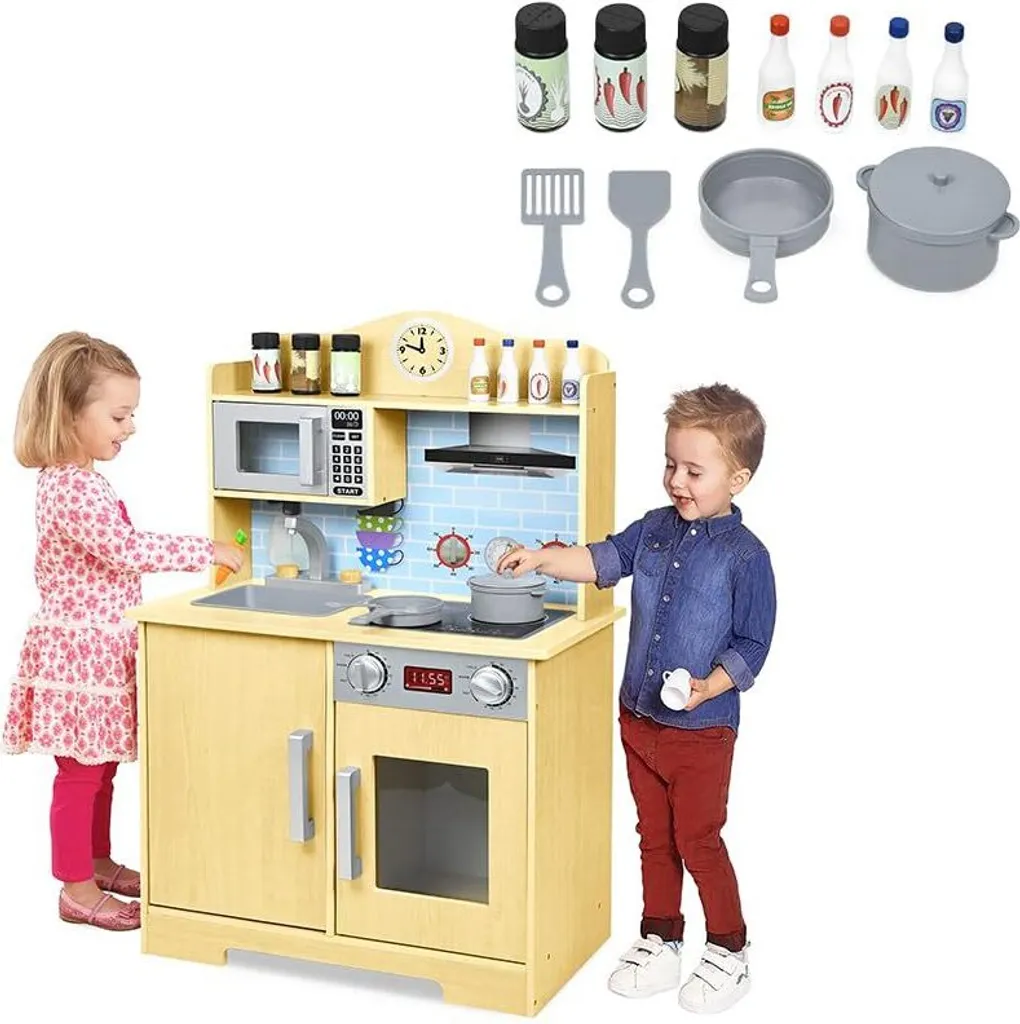 Cuisine jouet en bois YUENFONG avec 14 accessoires pour enfant