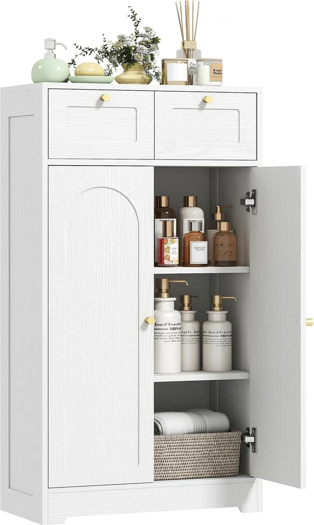 Rangement salle de bain contre le désordre - Armoire compacte blanche