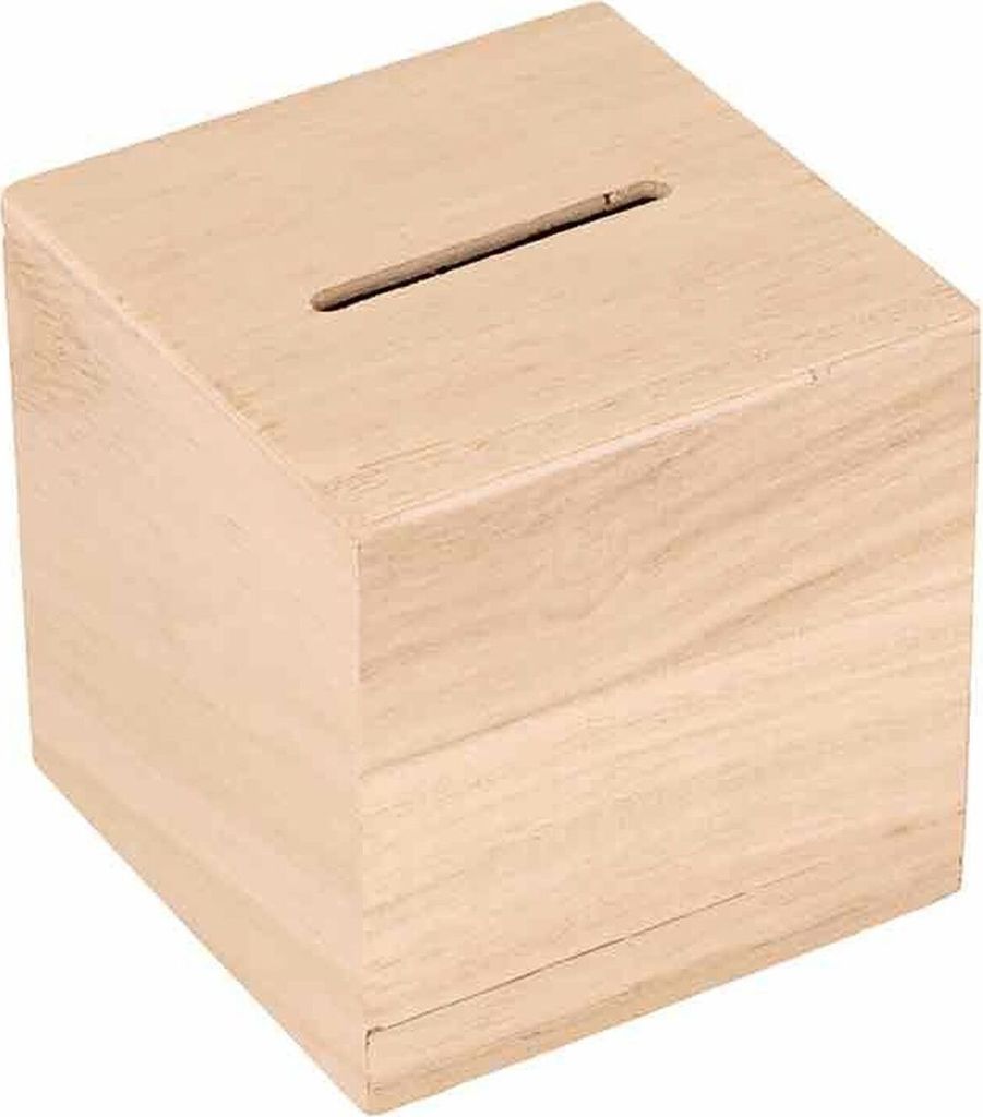 12 quadratische Sparschweine aus Holz 6 x 6 x 6 cm Produktbild 2