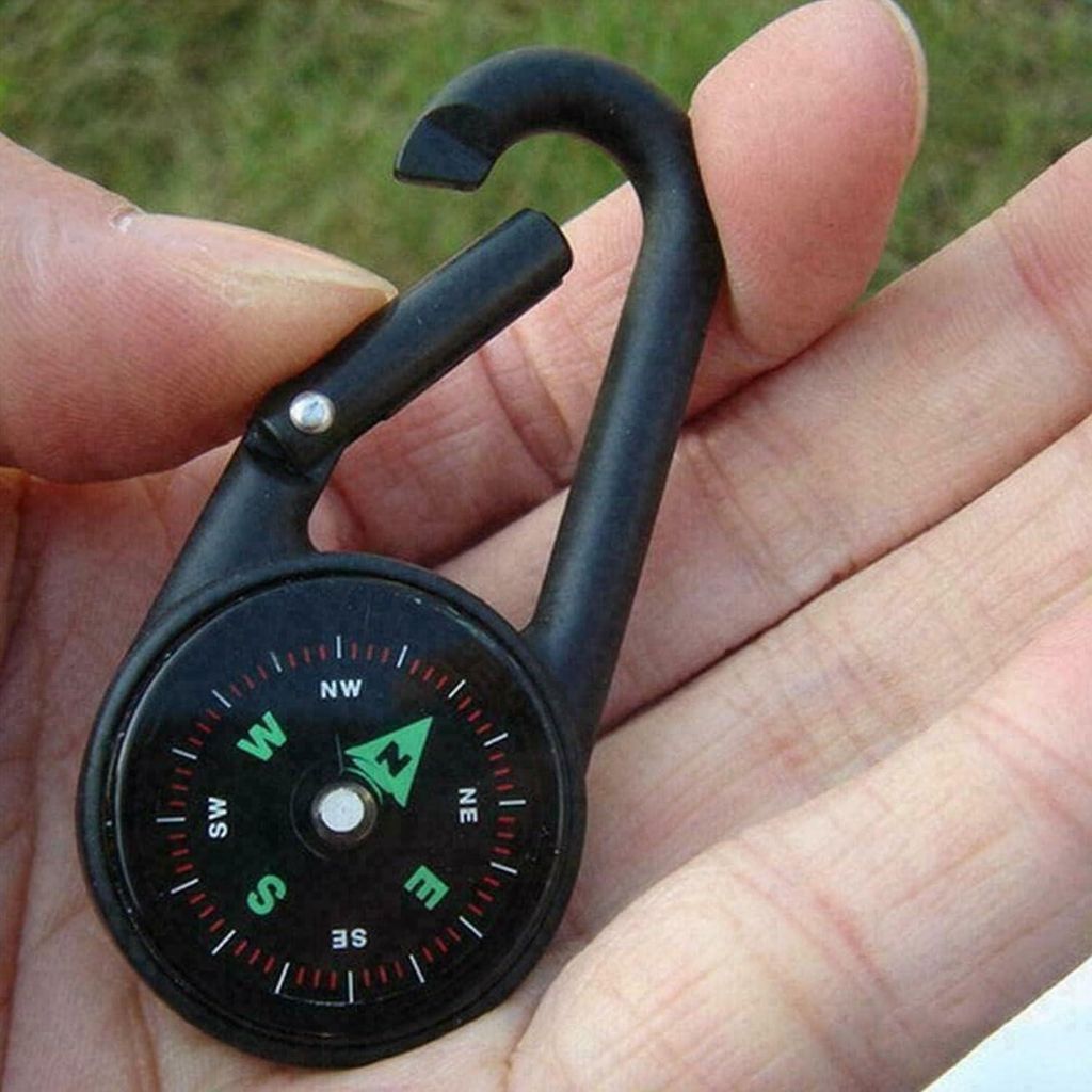 Content - Mini Kompass mit Karabinerhaken - Wasserdicht - Tragbar - Outdoor - Schlüsselanhänger - 3-in-1 - Geschenke