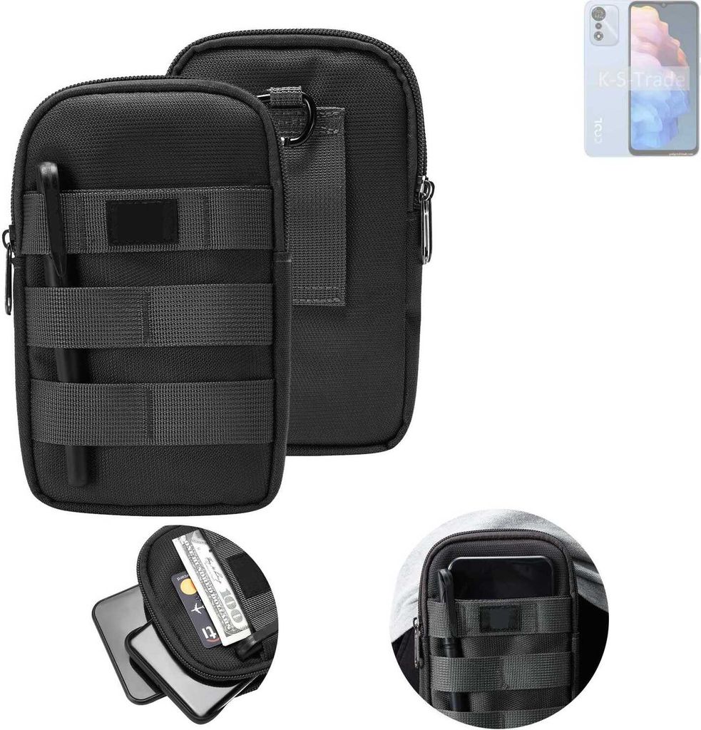 K-S-Trade Holster Gürtel Tasche kompatibel mit Coolpad Cool 30 Handy Tasche Schutz Hülle dunkel-grau viele Fächer, 1x
