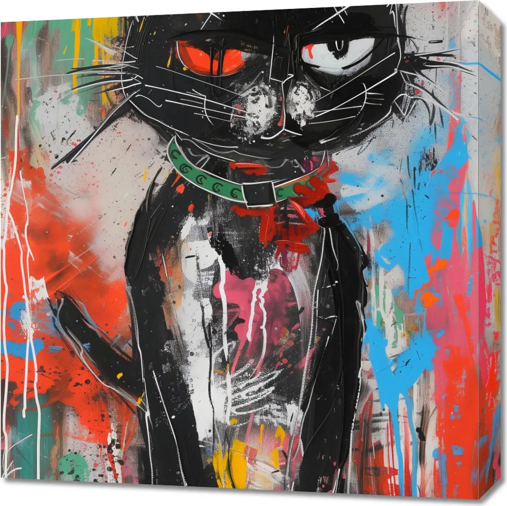 Déco murale Chaton grognon 60x60 - Idée cadeau originale et drôle