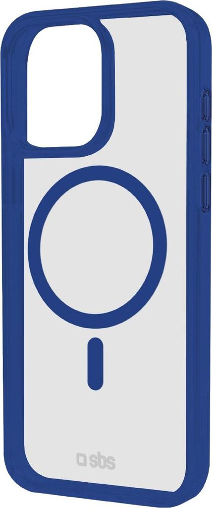SBS Case für iPhone 15 Plus mit farbigen Rändern, kompatibel mit MagSafe Aufladung, Blau