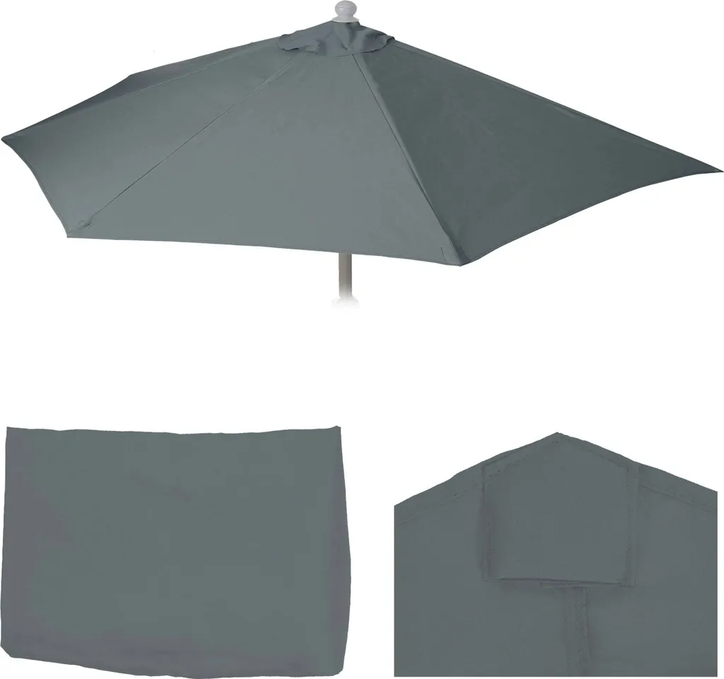 Coperta di ricambio per ombrellone Parla a mezza tonda, copertura di ricambio per ombrellone, 300cm tessuto/tessuto UV 50+ 3kg ~ antracite