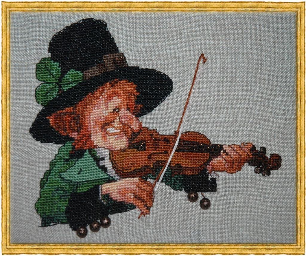Nimue Kreuzstich Set "Die grüne Geige", Zählmuster, 77K, 14x12cm