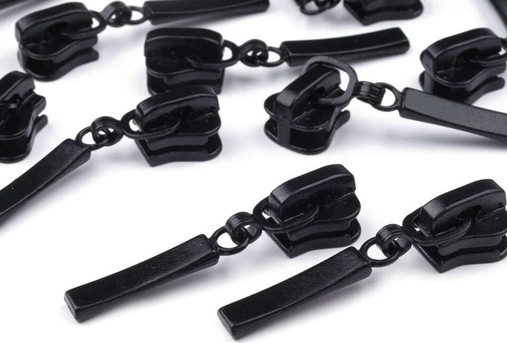5 Metall-Zipper m. Autolock f. Kunststoff-Reißverschlüssse 5mm schwarz