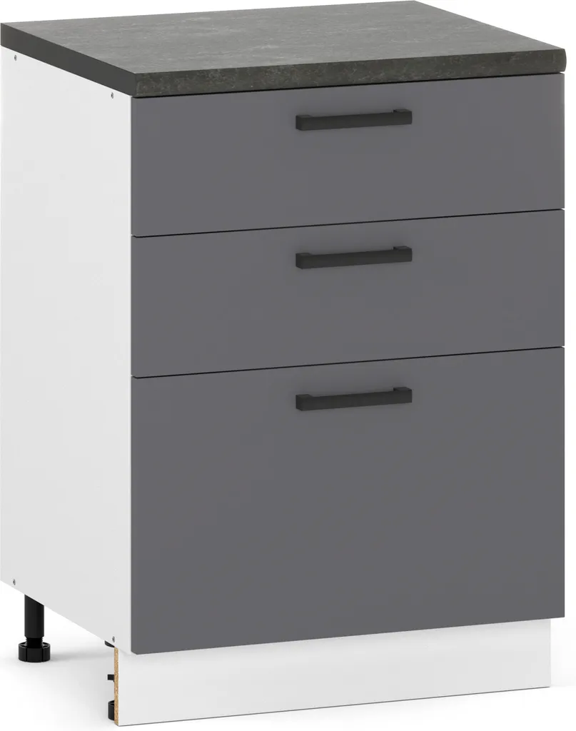 Offerta Mobile Base Cucina 60 cm 3 Cassetti Grafite - Stock Limitato