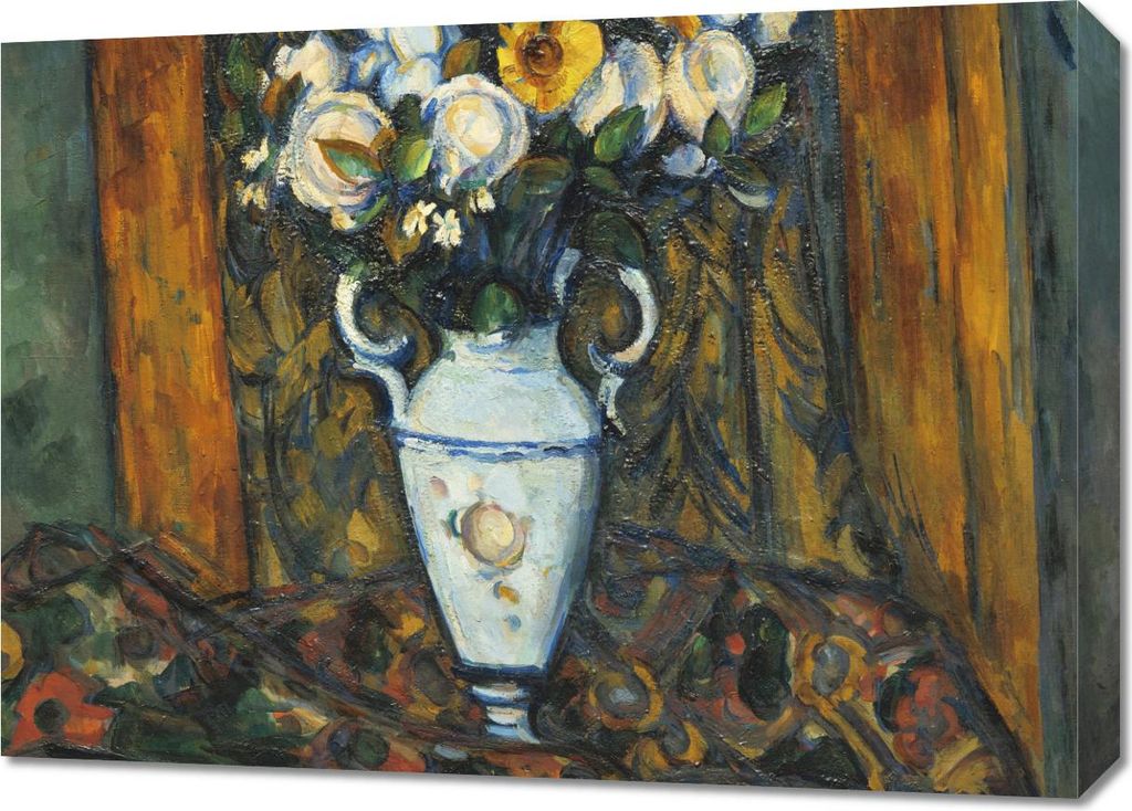 Bild 70x50cm Vase mit Blumen, Paul Cézanne Vintage für das Wohnzimmer