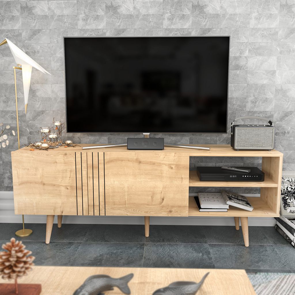 Skye Decor, Ronas - Sapphire, Fernsehtisch, Saphir, 100 % MELAMINBESCHICHTETE SPANPLATTEN, 160 x 35 x 38,6 cm