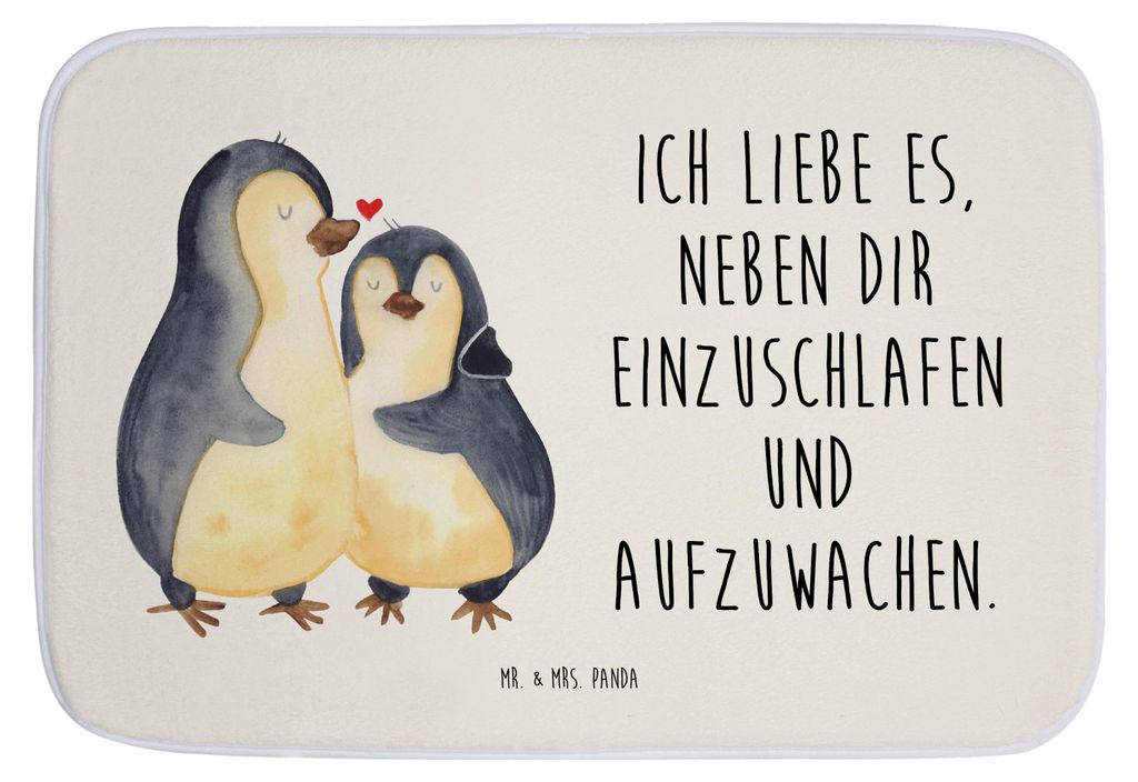 Mr. & Mrs. Panda Badteppich Pinguine Einschlafen - Weiß - Geschenk, Badezimmerteppich, Freundin, Badematte, Hochzeitstag, Teppich Bad, Valentinsta...