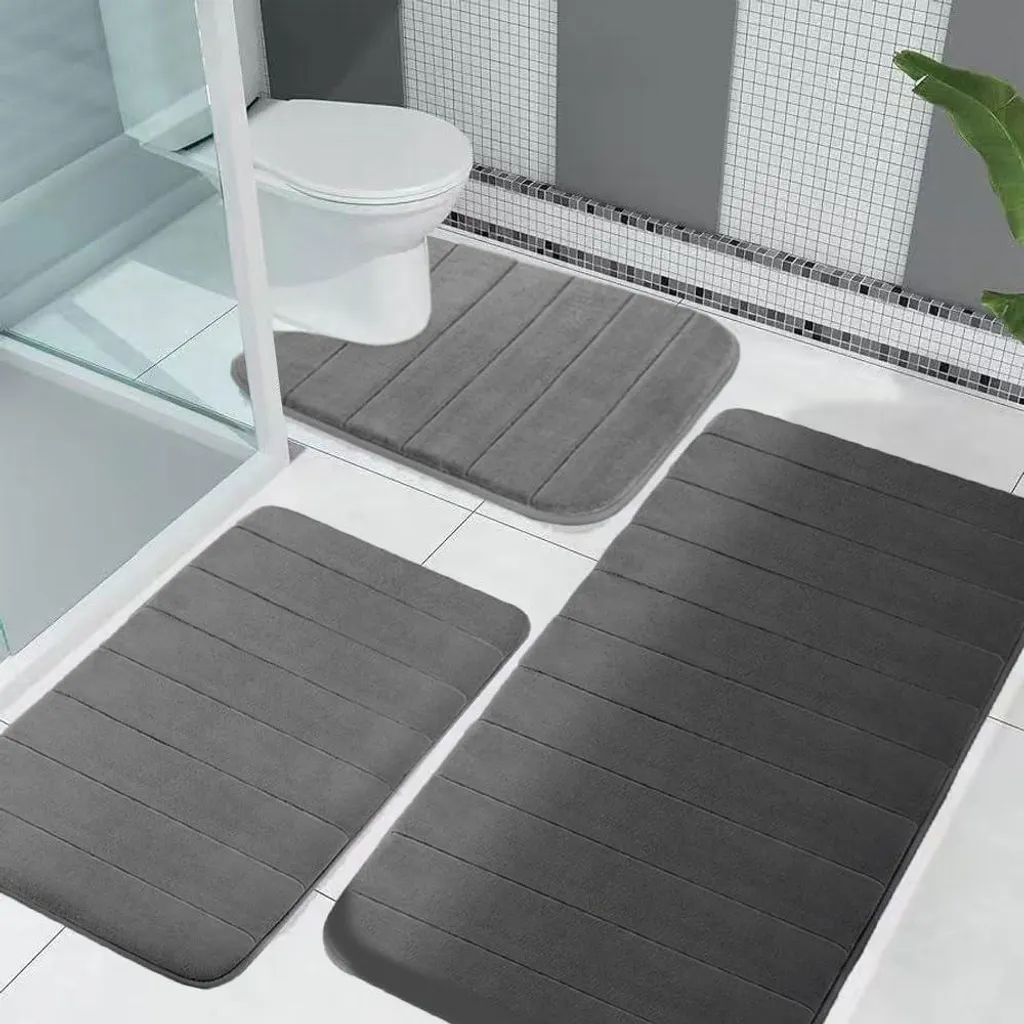 Tapis de salle de bain lavable contre sol glissant - Mousse de confort