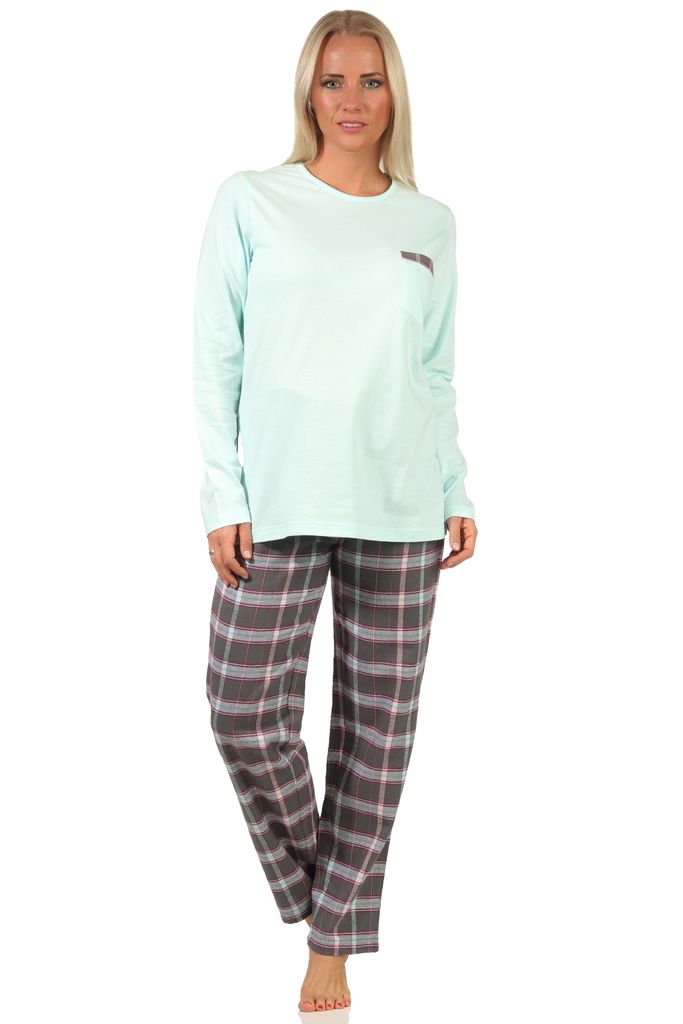 Herren Schlafanzug Pyjama mit karo Hose Mix and Match Optik auch in Übergrössen 