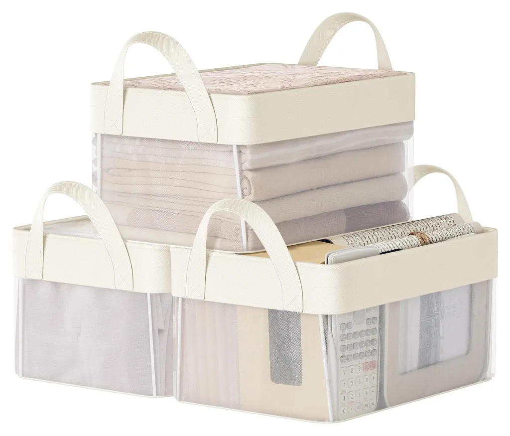 Organisateurs de salle de bains et cuisine - Lot de 3 boîtes en tissu