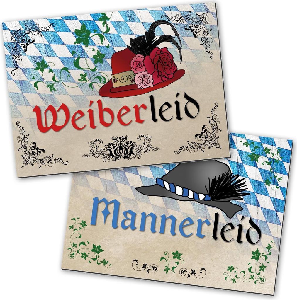 WC-Schilder Set bayerisch Weiberleid + Mannerleid WC Schild Bayern