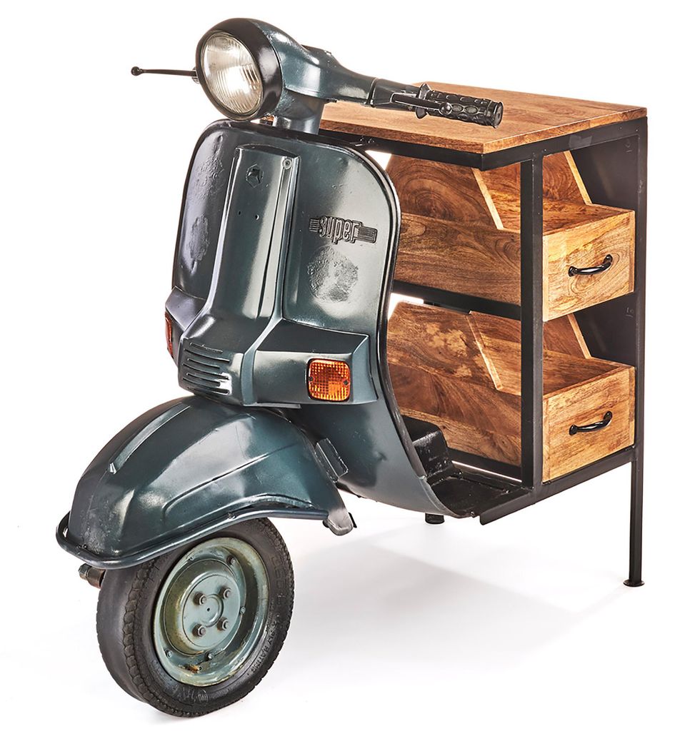 Kobolo Weinregal Anrichte Barregal Barwagen Scooter Bar VIAGGIO Vintage 105x70x107 cm | Hausbar Retro Möbel praktische Ablagefläche Anrichte Barr...