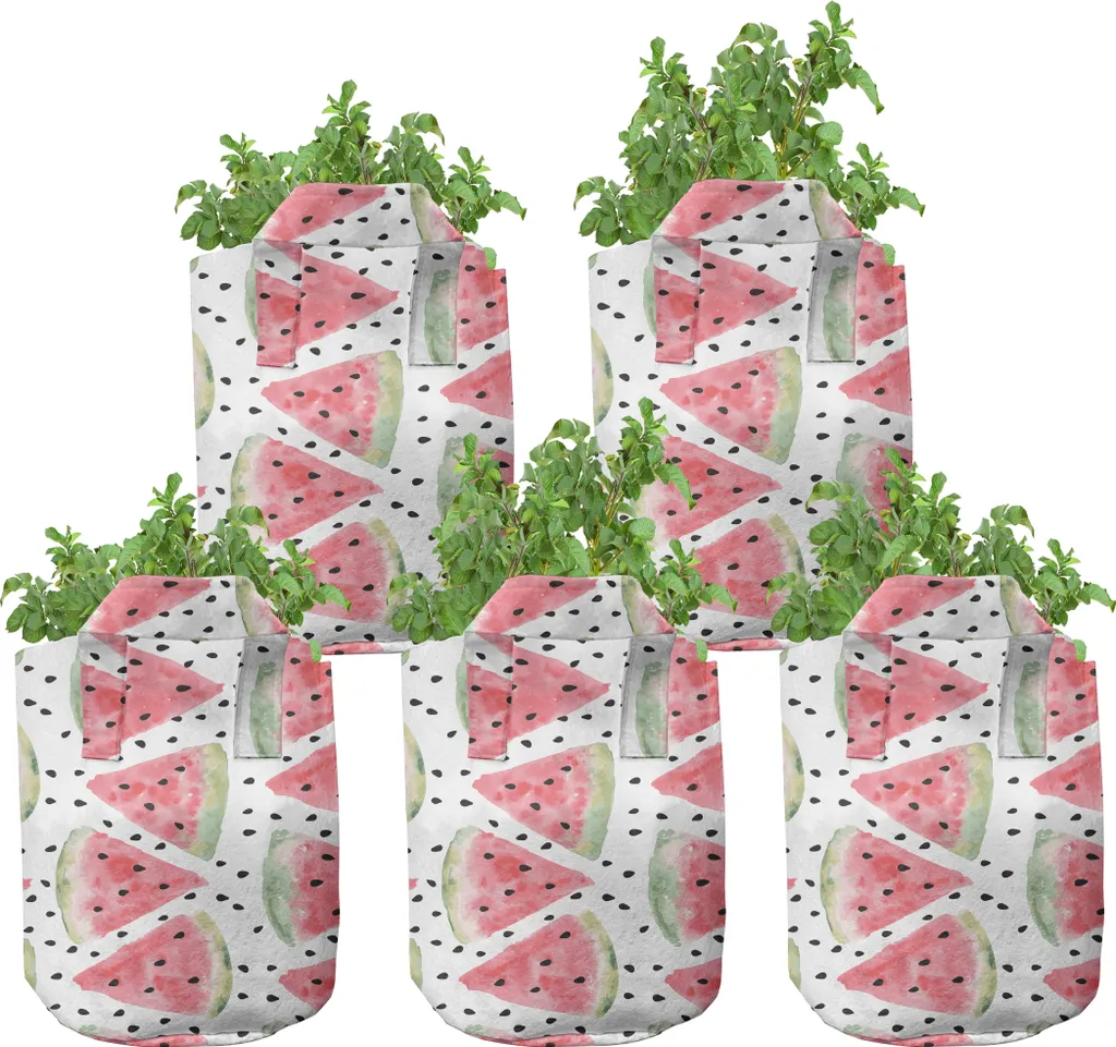 ABAKUHAUS Pots d'aquaculture 7 gallons lot de 5 motif pastèque vert
