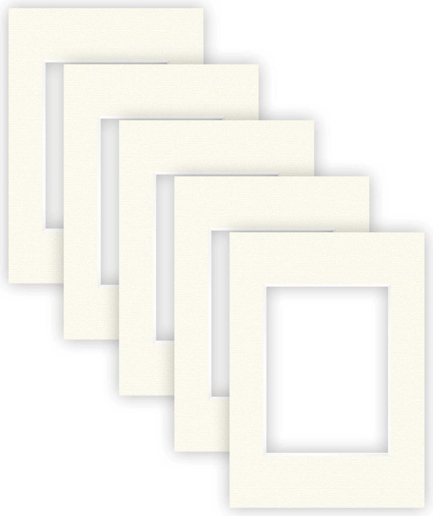 nielsen Conservation Passepartout 1,5 mm, 5er Set, Außenformat 21x29,7 cm (DIN A4) für Bildformat 13x18 cm, Cremeweiß mit Struktur