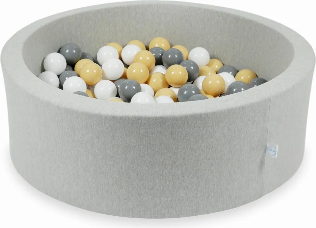 Piscine à balles gris clair 90x30 cm avec 200 balles beige gris blanc