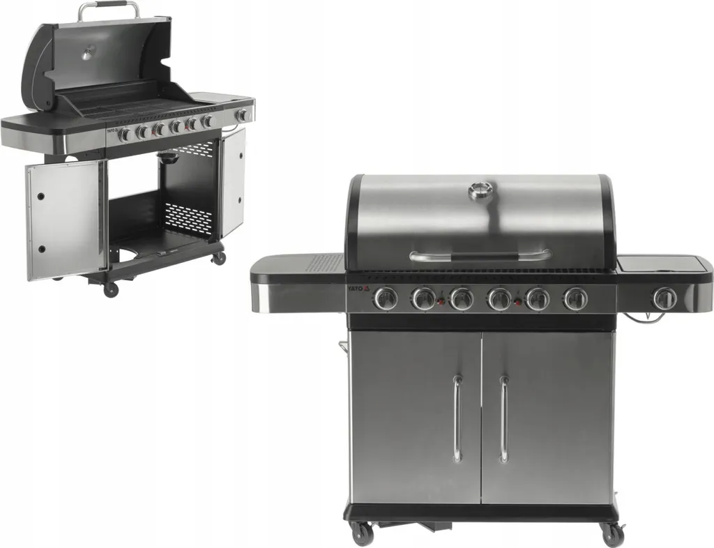 Barbecue gaz grande capacité pour réception 15 personnes inox 20.2kW