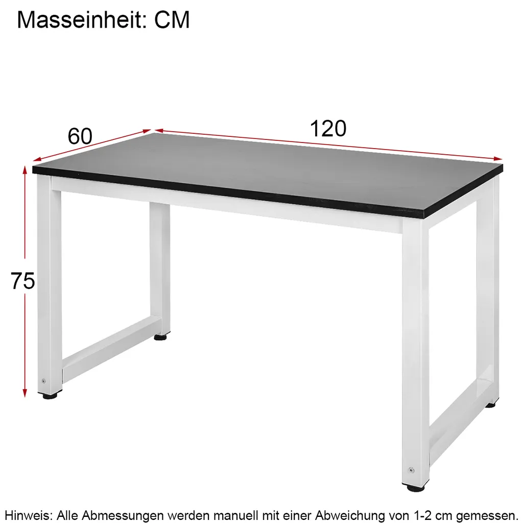 Table d'ordinateur Modèle 120cm Bureau PC Noir Design Ergonomique