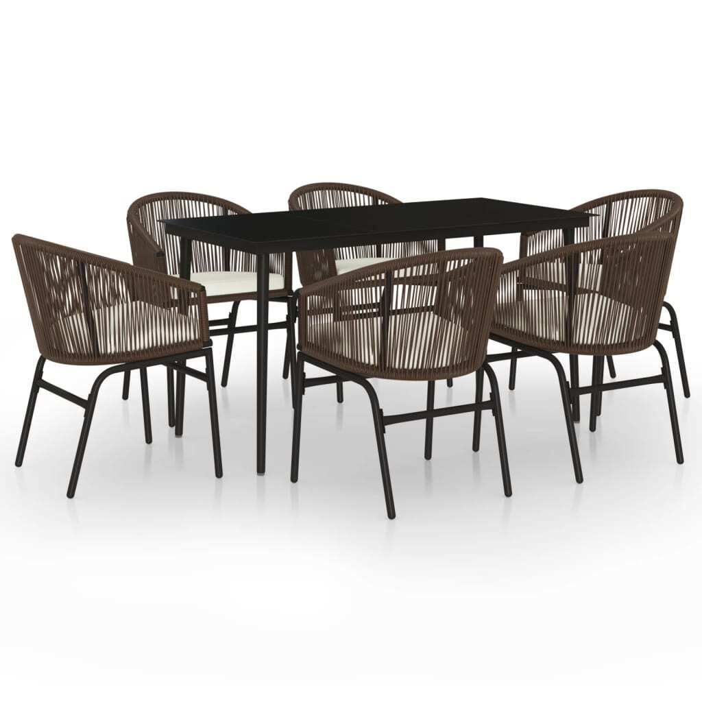 Möbel 7-tlg. Garten-Essgruppe - Tisch und Stühlen - Balkonmöbel Set - Braun - Gartenmöbelset CLORIS7723223