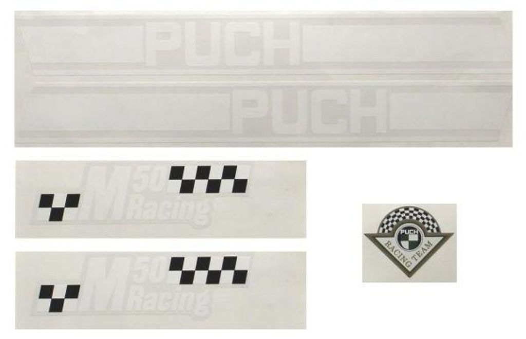 Aufkleber Satz schwarz/weiß für Puch M50 Racing