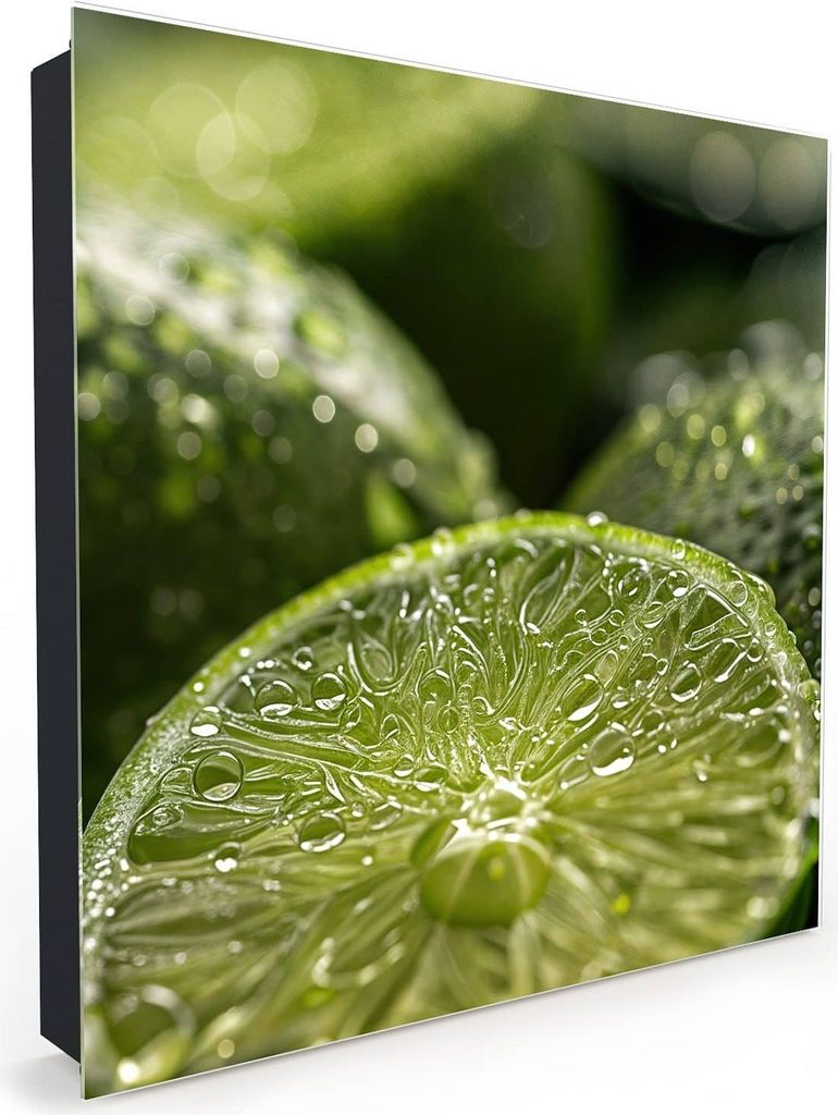 Nachbildung-Schlüsselkasten, Magnetpinnwand und Memoboard mit Glasfront Motiv Frische Limetten