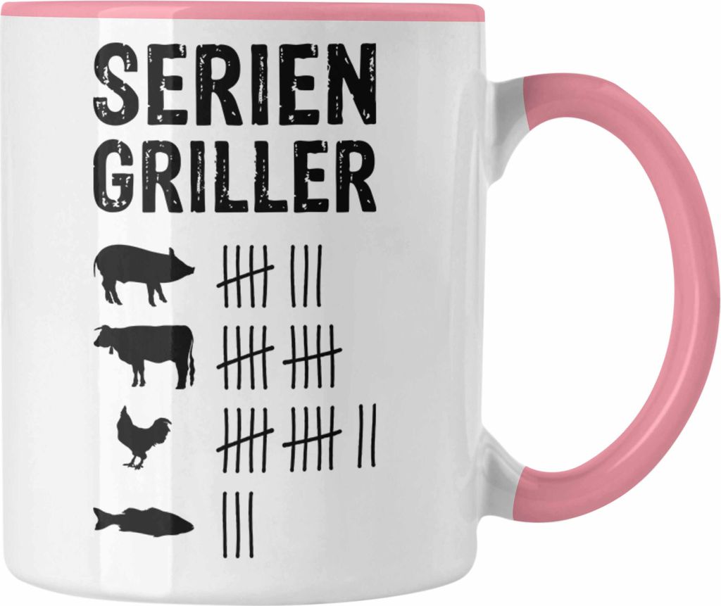 Trendation - Grillen Tasse Geschenk Männer Steak Liebhaber Grillen Geschenkidee Vater (Rosa)
