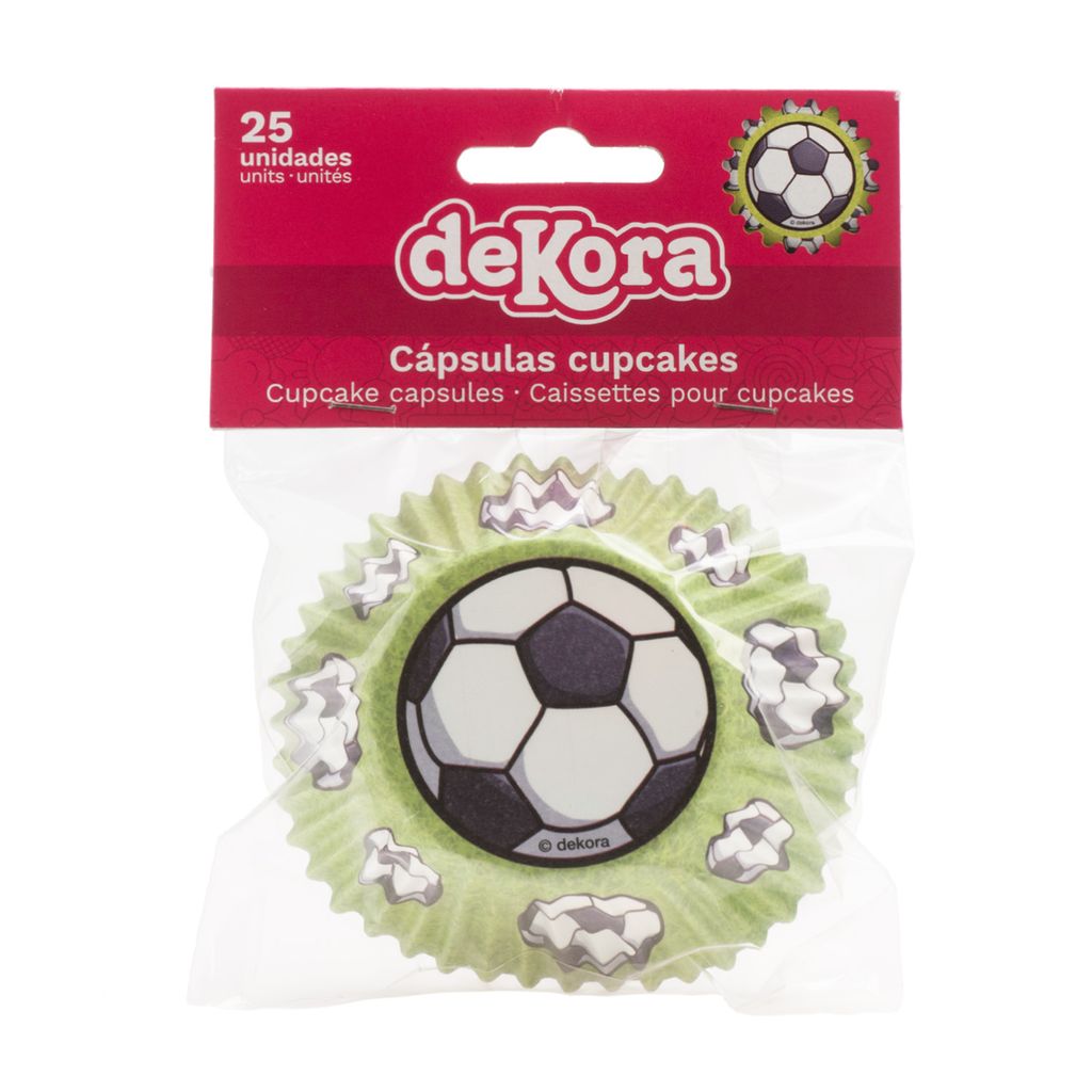 dekora - Fußball Cupcake Förmchen 25 Stück - Stabiles Papierdesign