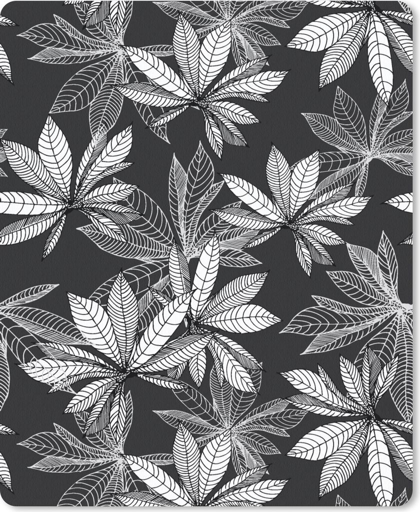 MuchoWow Mauspad Mousepad Schwarz - Weiß - Muster - Natur 30x40 cm - Mousepads - Maus Mat - Pad - Mausunterlage - Mausmatten