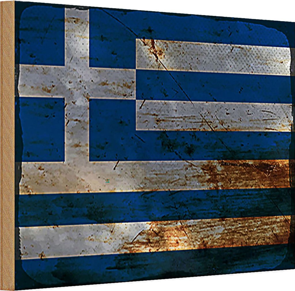 Holzschild Flagge Griechenland 30x20cm Flag Greece Rost