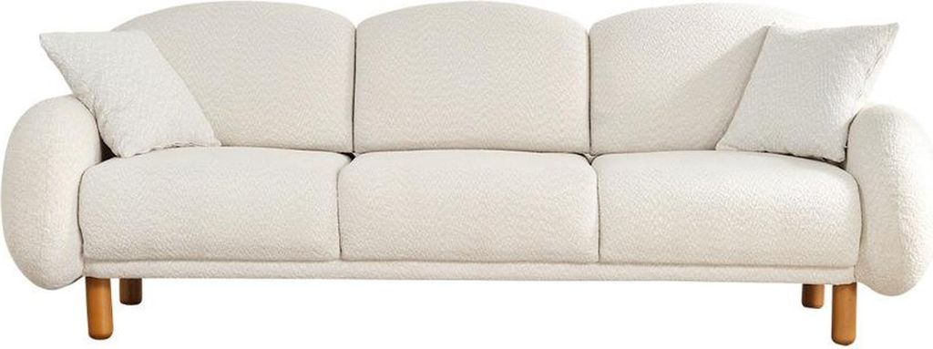 Couch Dreisitzer Sofa 3 Sitzer Stoffsofa Polstersofa Weiß Weiß Moderne