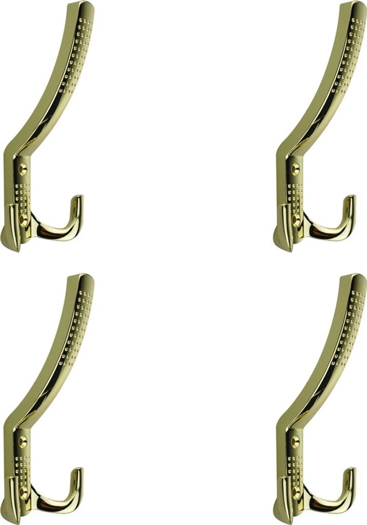 Kleiderhaken 4er Set Ausführung Gold Optik Huthaken Mantelhaken aus Metall