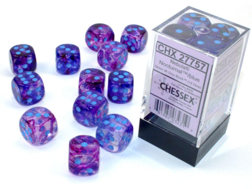 Blocco di dadi luminosi Nebula TM 16 mm d6 notturno/blu? Immagine del prodotto 