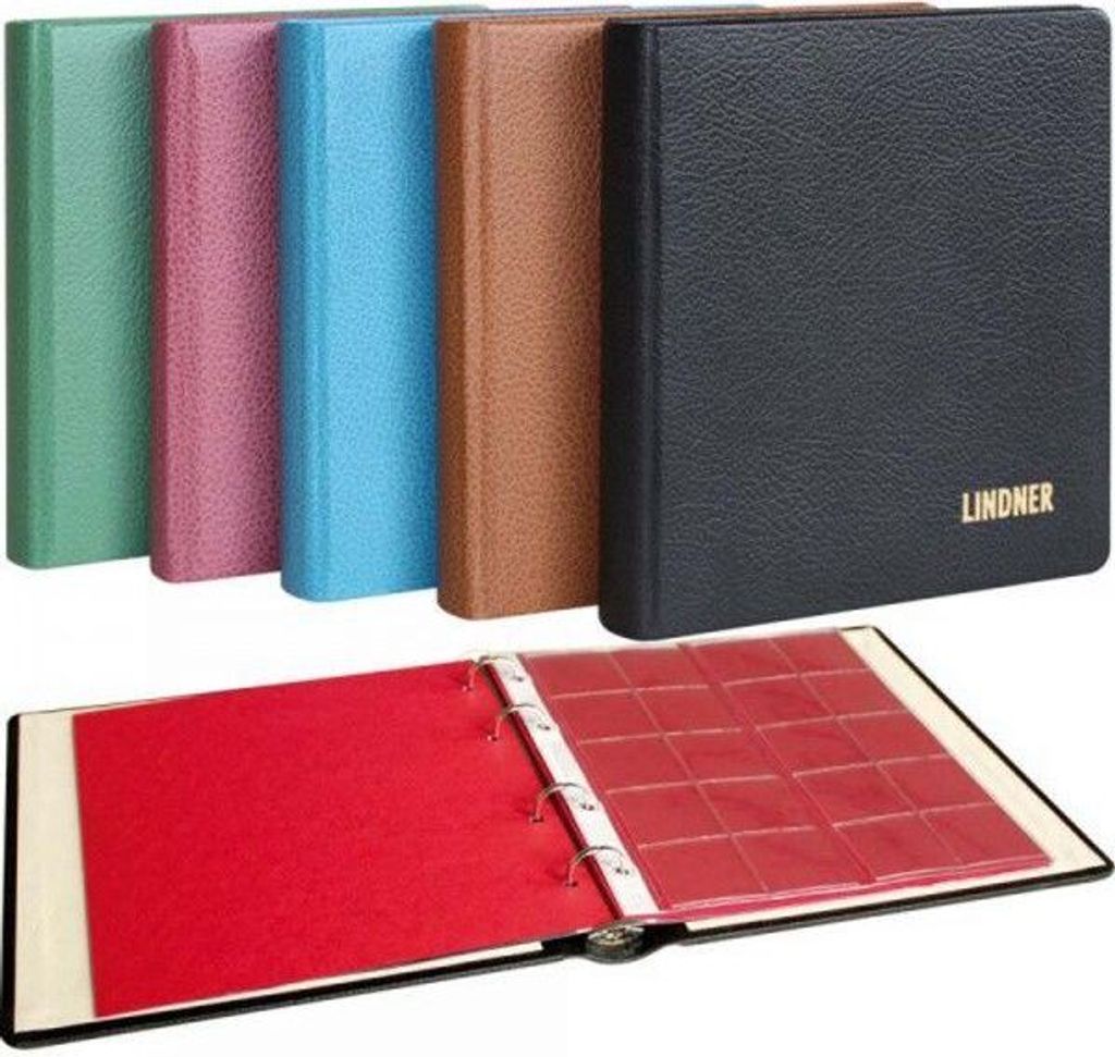 Lindner 1106LM-S karat-Münzalbum LEDER, bestückt mit 10 Münzenblättern, schwarz