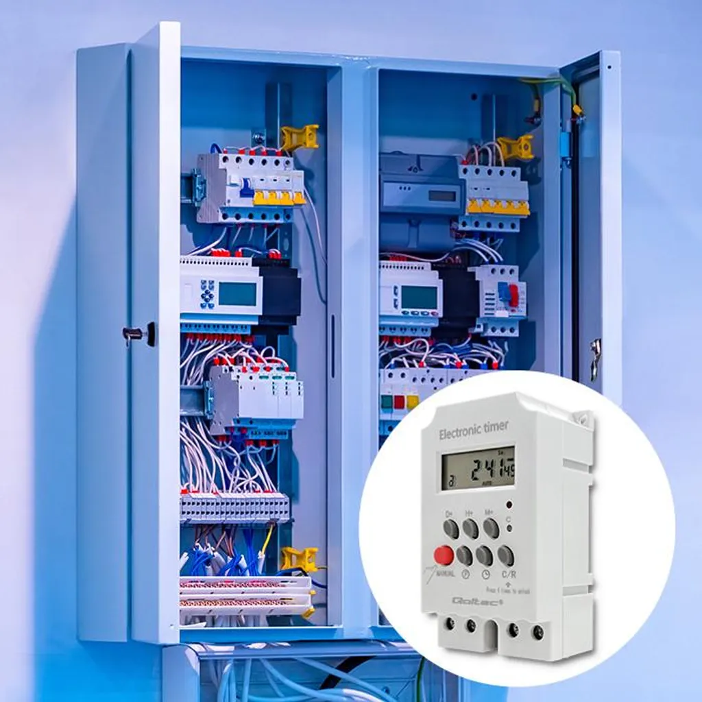 Programmatore Orario Digitale Qoltec 50629 per Guida DIN - LCD 230V - 4