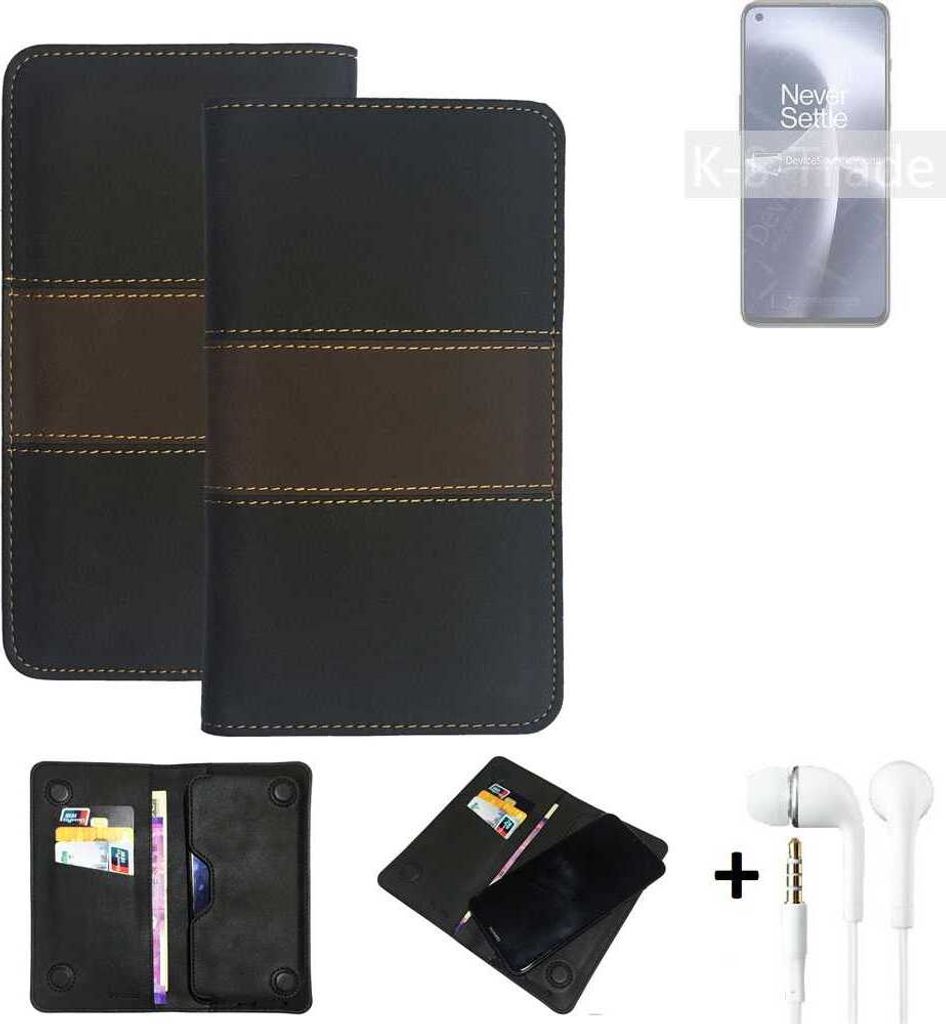 K-S-Trade Handyhülle + Kopfhörer kompatibel mit OnePlus Nord 2T Schutzhülle Walletcase Bookstyle Tasche Schutz Case Hülle Wallet Cover Kunstleder