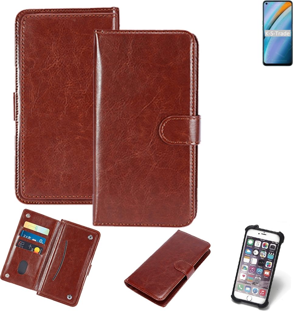 K-S-Trade 360° Hülle kompatibel mit Oppo K10 4G braun Kunstleder Case BookCase WalletCase Kunstlederederhülle Handyhülle, Rundumschutz Bumper (1x)