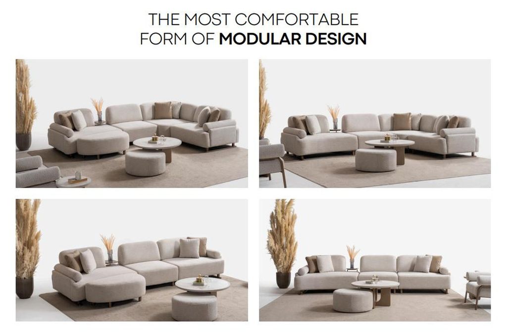 Neu 5-Sitzer Sofa Weiß Modern Designer-Sofa Komfortabel Stoff Gemütlich