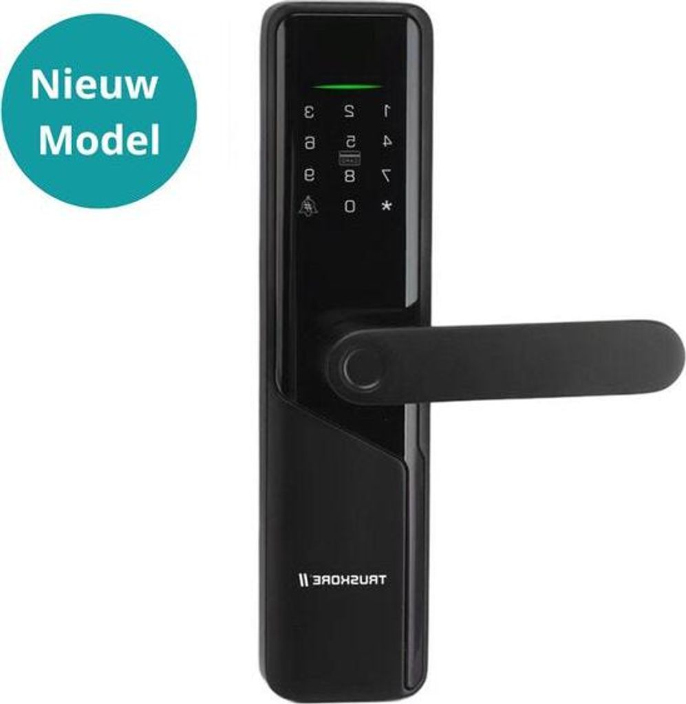 Truskore Smart Lock – Smartes Türschloss – Batteriebetrieben – Türgriff mit Fingerabdruck – Intelligentes Smart Lock –