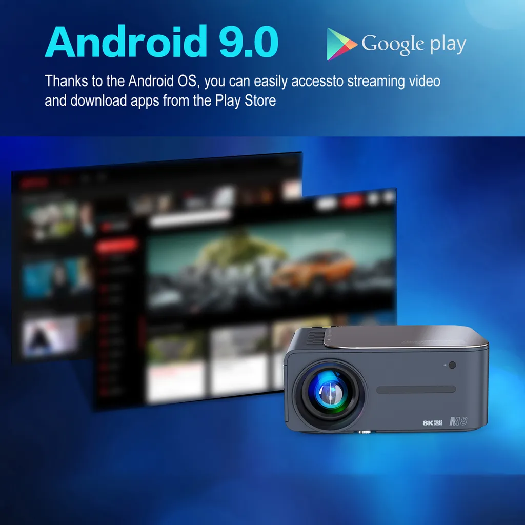 Vidéo-projecteur M8 intelligent HDR WiFi bi-bande et Bluetooth 5.0 - 7