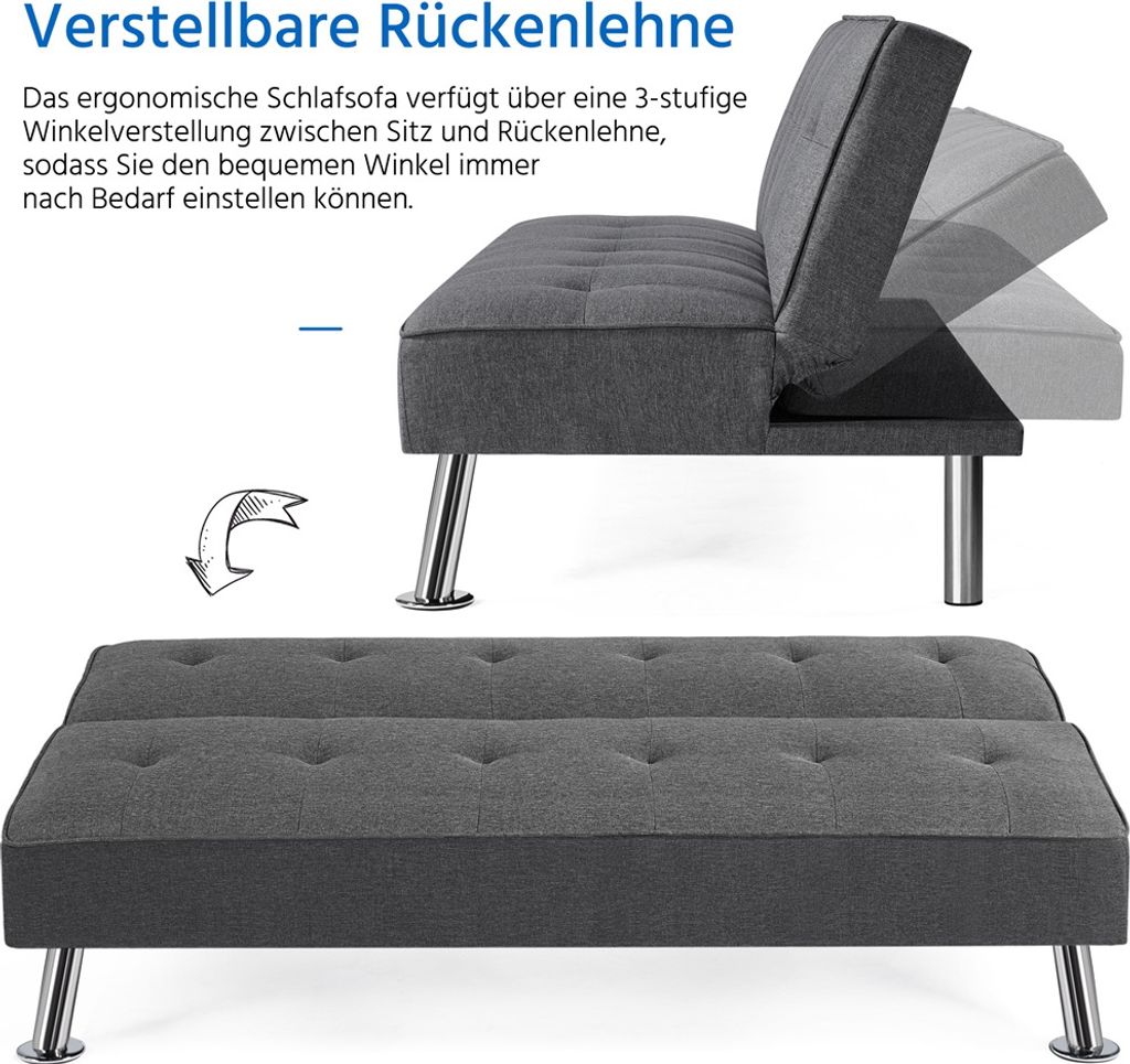 Yaheetech 3-Sitzer Schlafsofa Sofabett mit 166 × 92 cm Produktbild 6