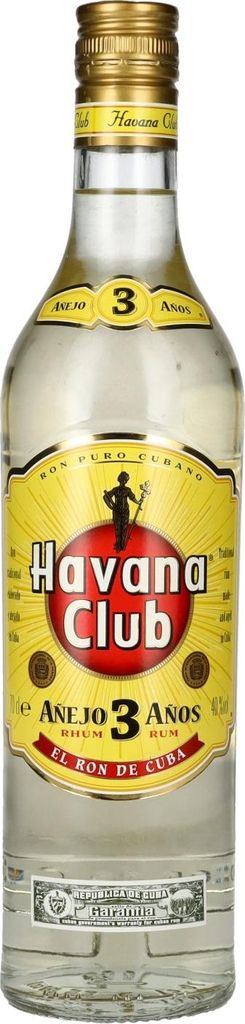 A bottle of Havana Club Añejo 3 Años rum.
