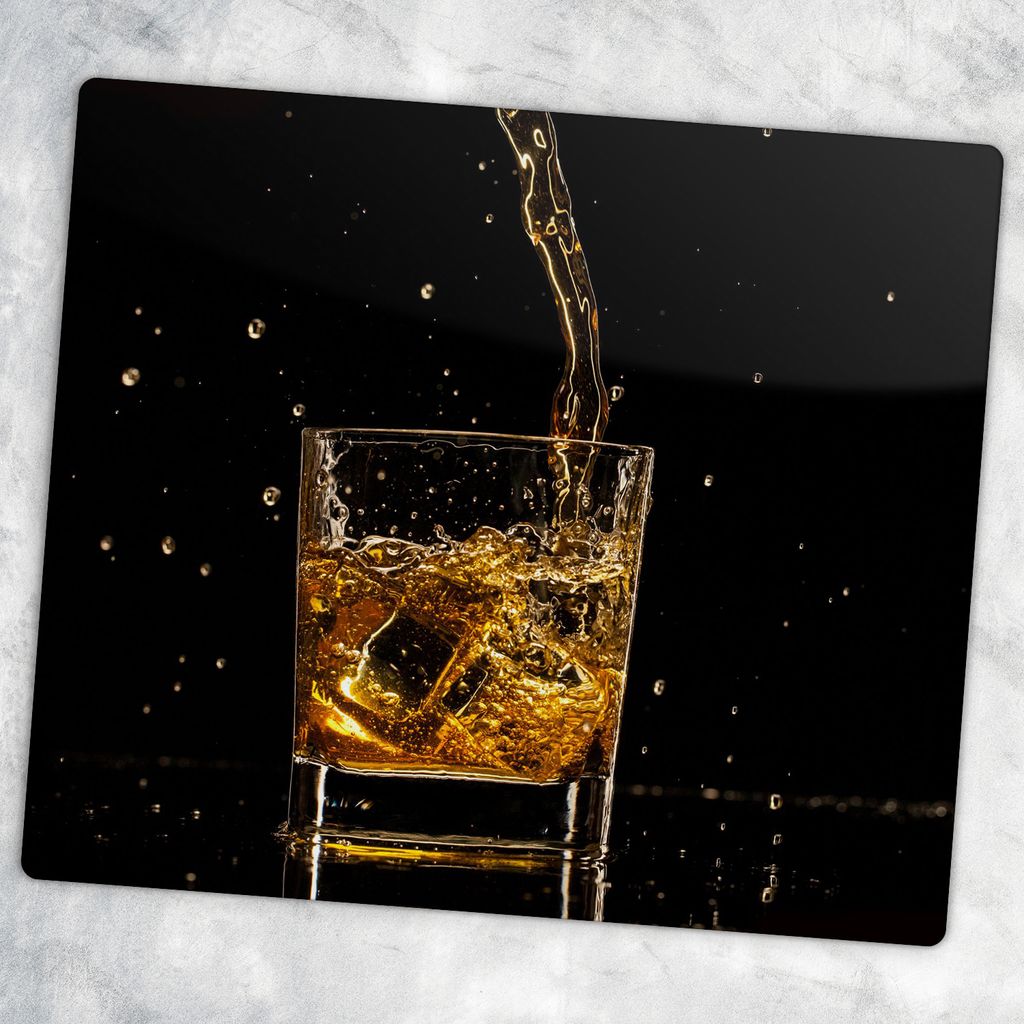 Glas-Herdabdeckplatten Glaskeramikkochfeld-Abdeckung Spritzschutz Glas 60 cm x 52 cm - Whiskey