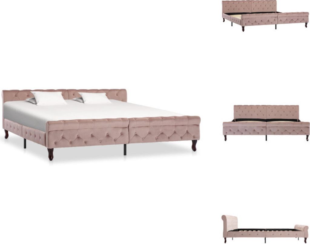 vidaXL Bettgestell Rosa Samt 200 x 200 cm - Betten & Bettgestelle