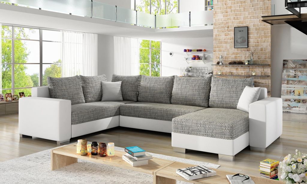 Design Ecksofa Sofa Schlafsofa Bettfunktion Couch Polster Textil Sofas Schlaf