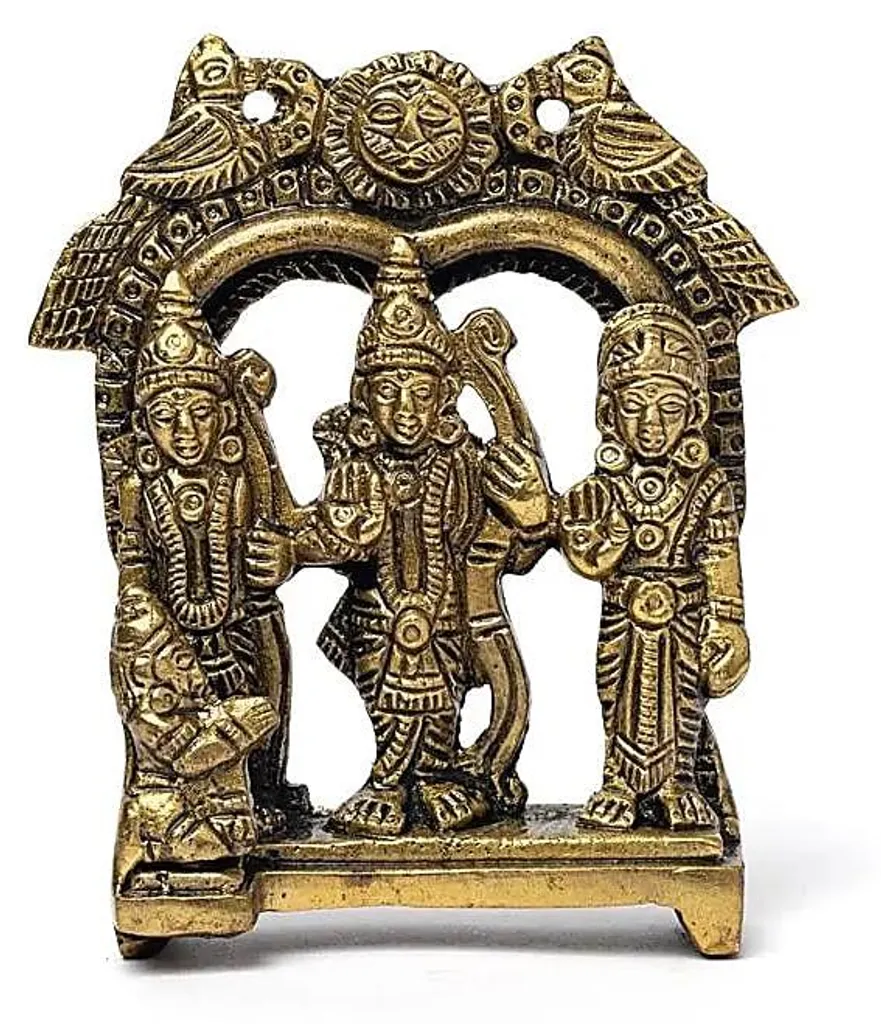 Idole Hindoue Ram Darbar en Laiton Sculpté - Figurine Spirituelle
