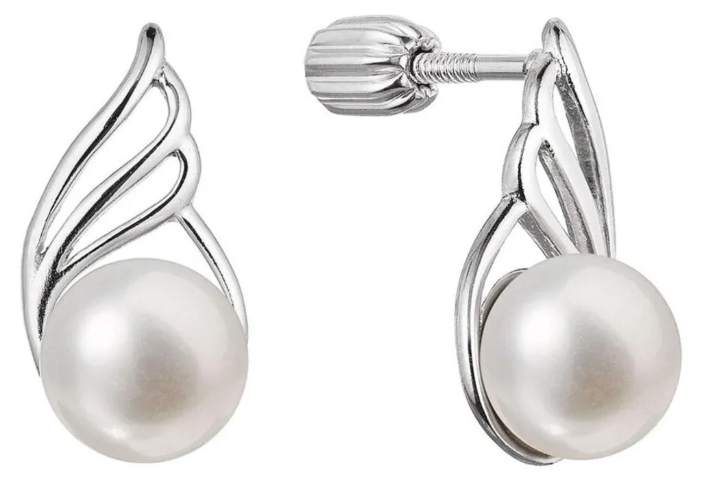 Boucles d'oreilles argent 925 avec perle de rivière blanche nacrée